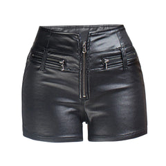 Black PU Leather High Waist Short