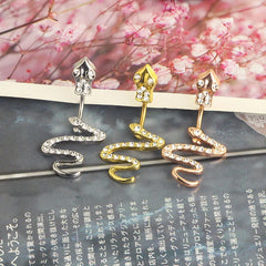 Snake Crystal Flower Gothic Belly Ring