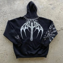Gothic Pattern Print Casual Hoodie