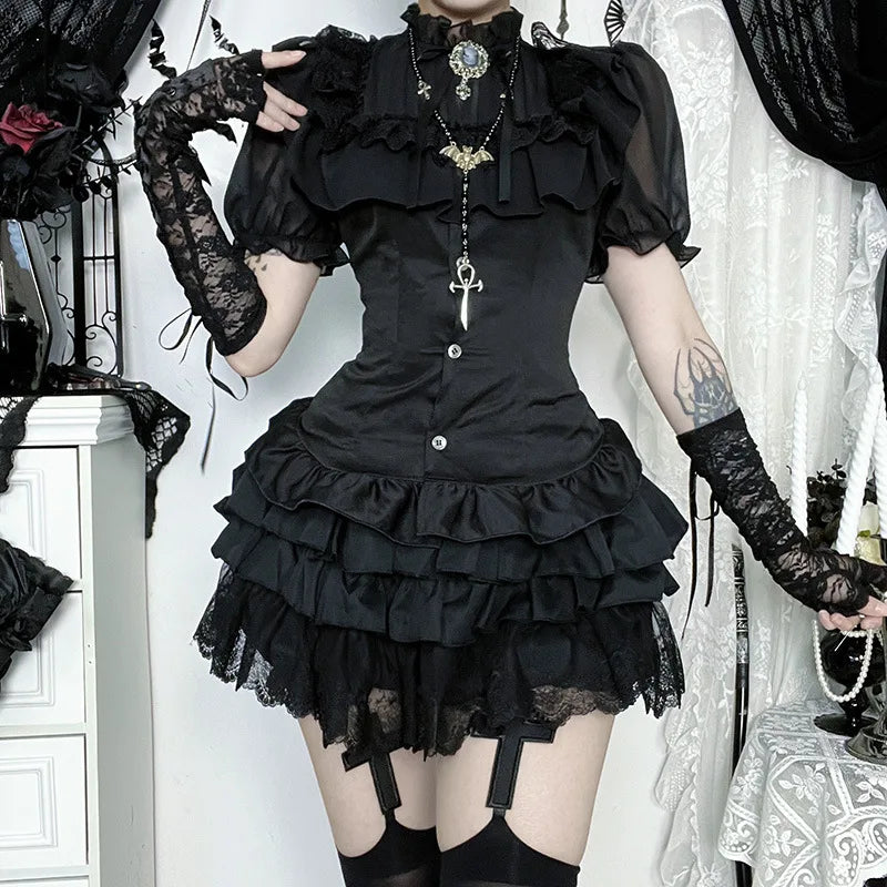 Mesh Bubble Sleeve Blouse Main image