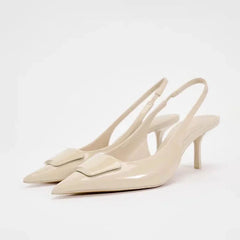 Black Bow Gothic Slingbacks Pointed High Heel