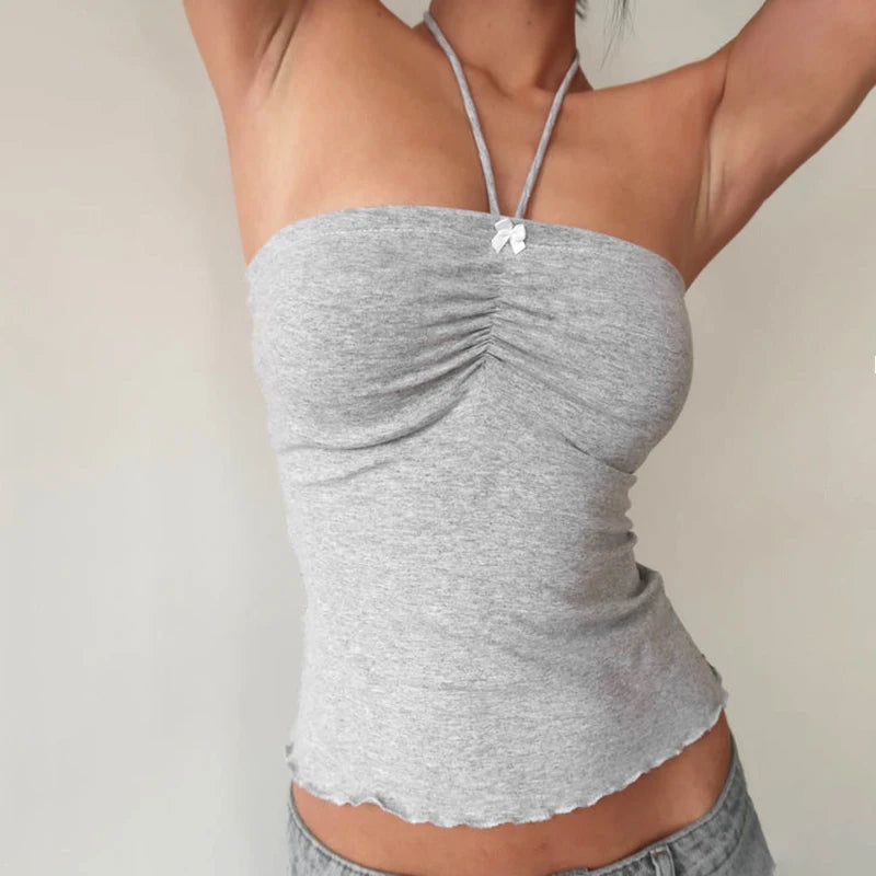 Bow Sweet Girl Y2K Backless Crop Top