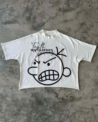 Hip Hop Teeth Graphic Cotton Oversized T-shirt