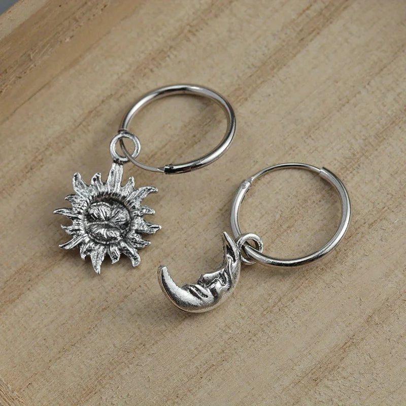Sun Moon Celestial Gothic Hoop Earring