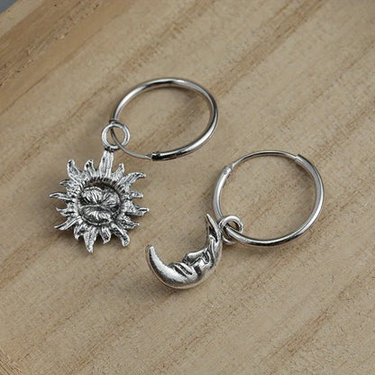 Sun Moon Celestial Gothic Hoop Earring