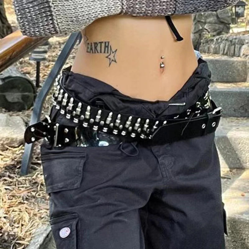 Unisex Punk Gothic Bullets PU Leather Belt