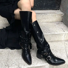 Gothic Wasteland Punk Style Vintage Motorcycle Boot