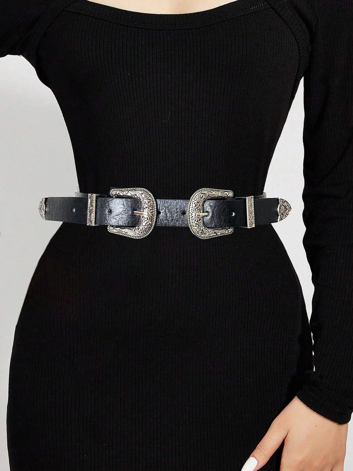 PU Leather Gothic Bullet Decor Waistband Belt