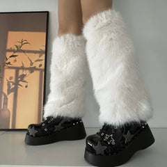 Gothic Rabbit Fur Plush Leg Sock