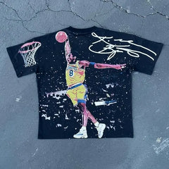 Hip Hop Basketball Character Graphic T-shirt