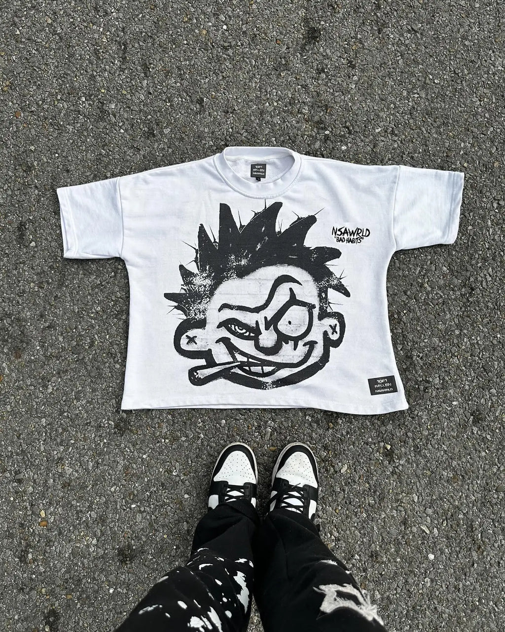 Y2K Punk Hip Hop Cartoon Portrait Graphic T-shirt