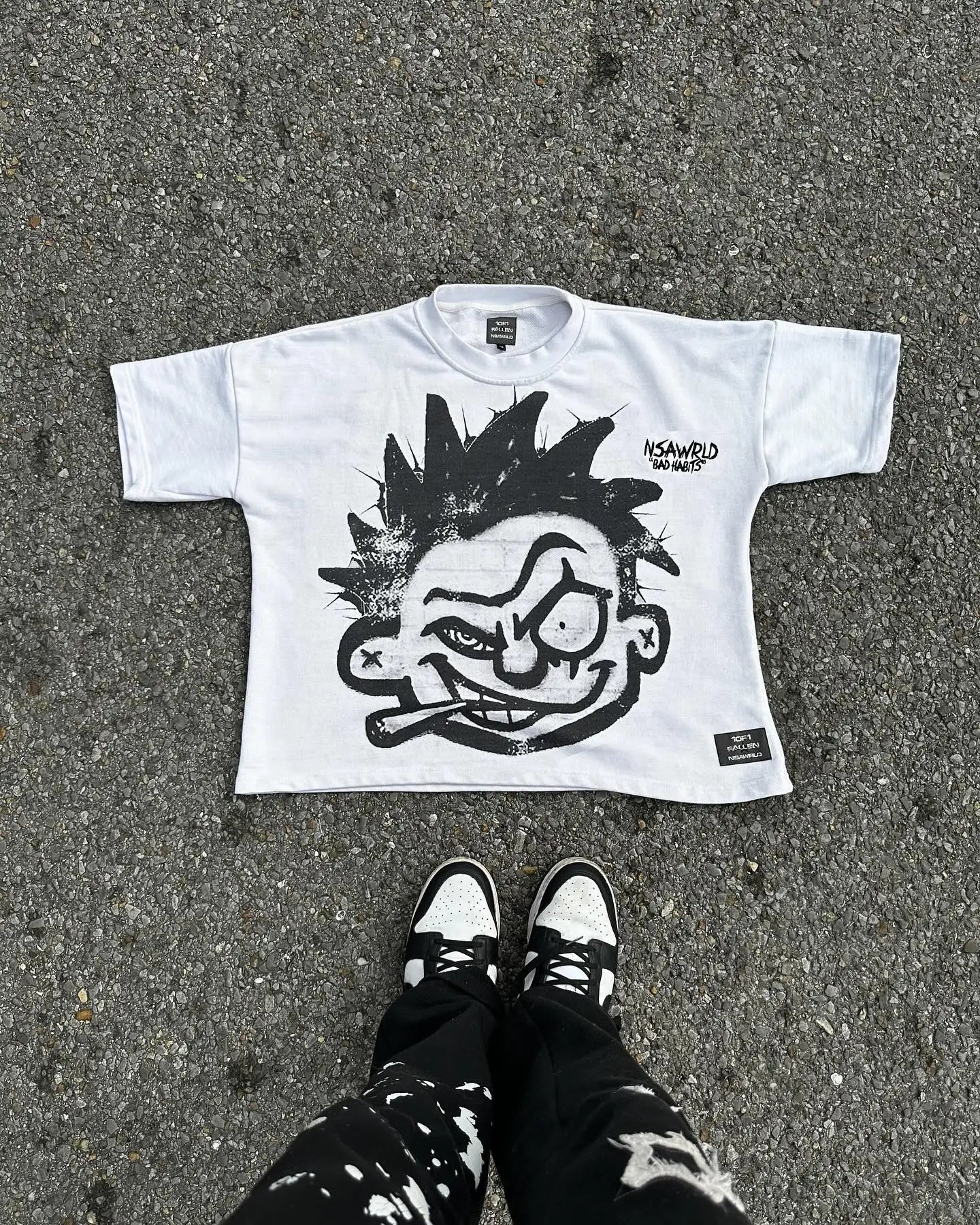 Y2K Punk Hip Hop Cartoon Portrait Graphic T-shirt Main image