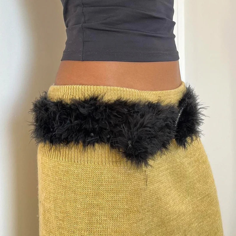 Retro Gothic PU Leather Patchwork Faux Fur Y2K Belt Main image