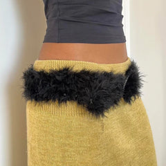 Retro Gothic PU Leather Patchwork Faux Fur Y2K Belt