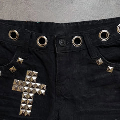 Rivet Detail Western Denim Shorts
