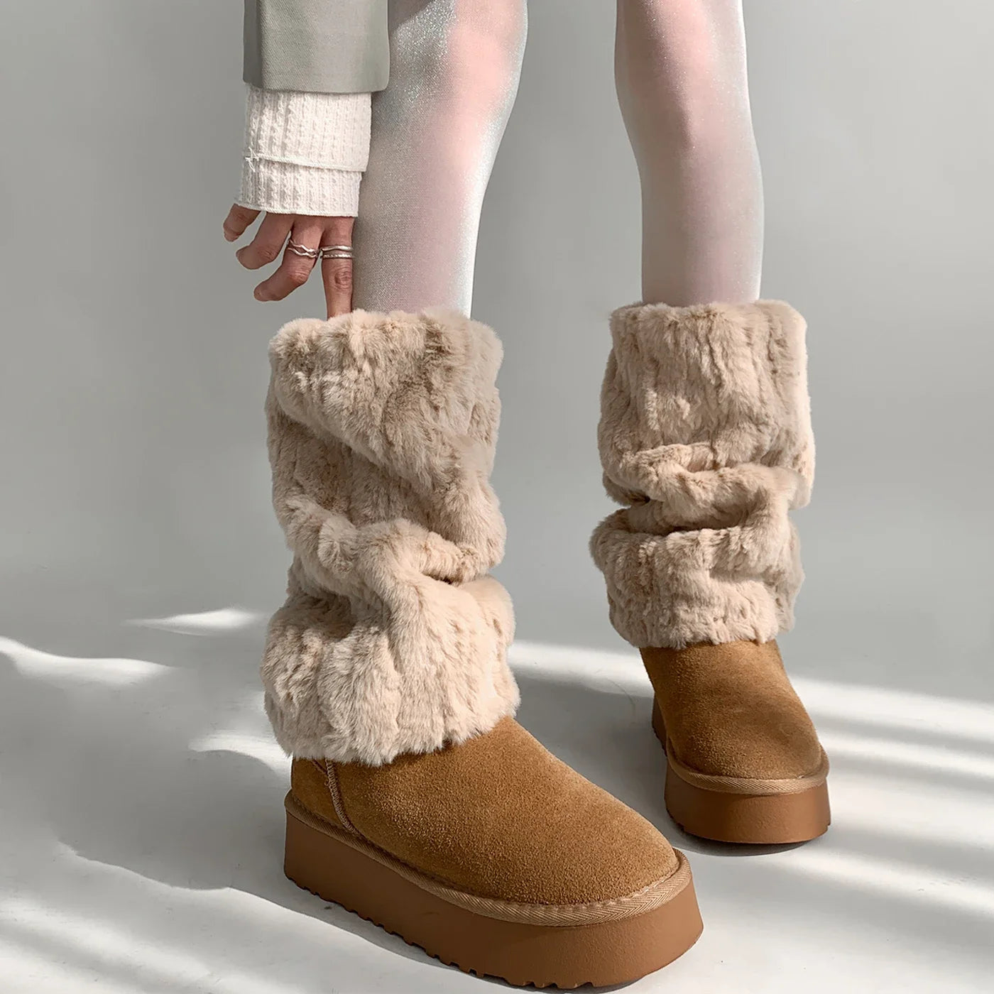 Gothic Fur Plush Mid-calf Sock Main image