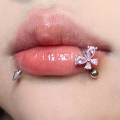 Cute Zircon Bow Lip Stud