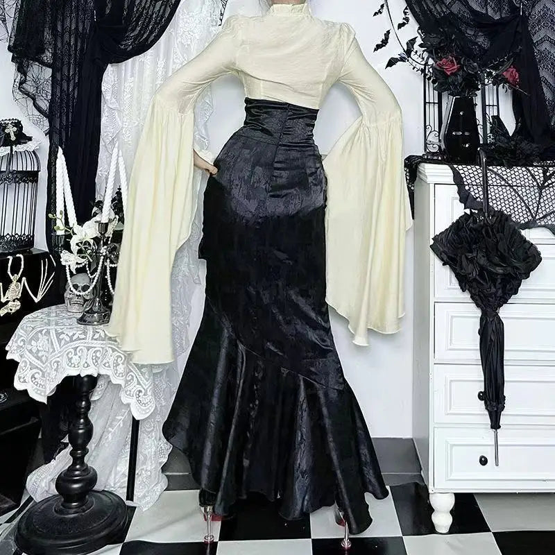 Slim Fit Gothic Blouse Long Sleeve