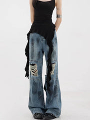 Ripped Blue Gothic Baggy Harajuku Pant
