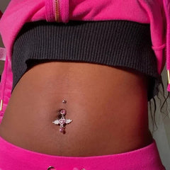 Angel Wings Pink Gothic Belly Ring