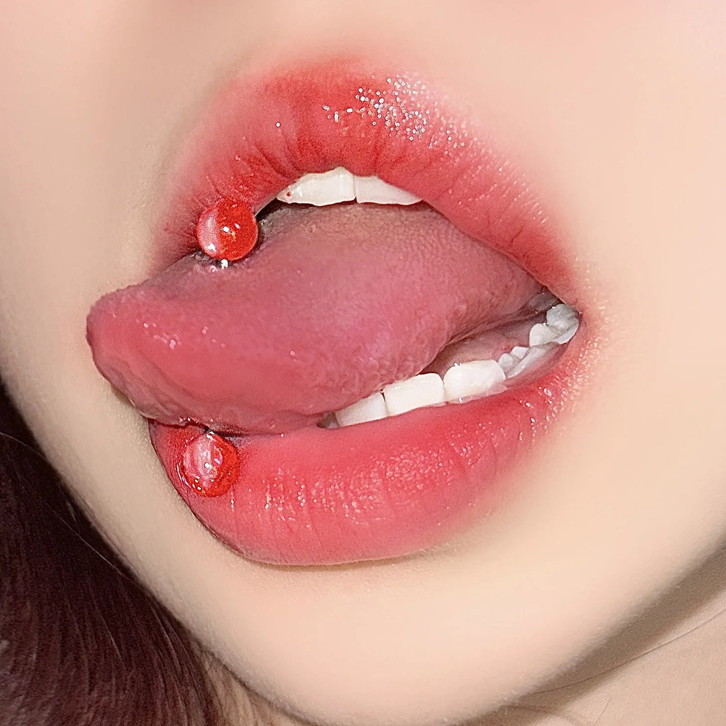 Acrylic Imitation Opal Sequins Flash Tongue Ring