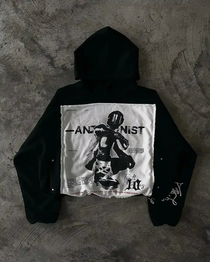 Gothic Rhinestone Sequin Zip Hoodie