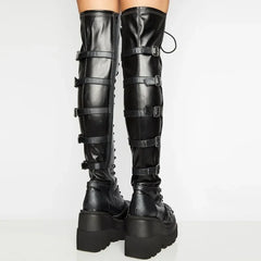 Big Size Cosplay Buckle Platform Gothic Wedges Boot