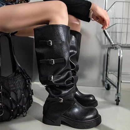 Wasteland Vintage Y2K Gothic Knee High Motorcycle Boot