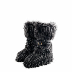 Faux Fur Wedge Platform Brown Gothic Winter Knee Boot
