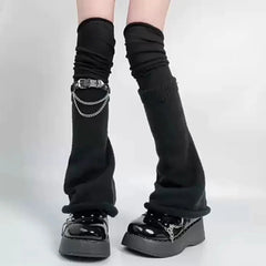 Gothic Over Knee Leather Buckle Sock