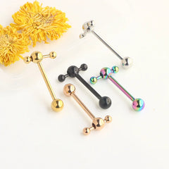 Hollow Ball Hammer Gold Color Tongue Ring