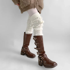 Gothic Knitted Wool Ball Knee Sock