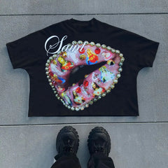 Summer Gothic Cross Graphic Print Cotton T-shirt