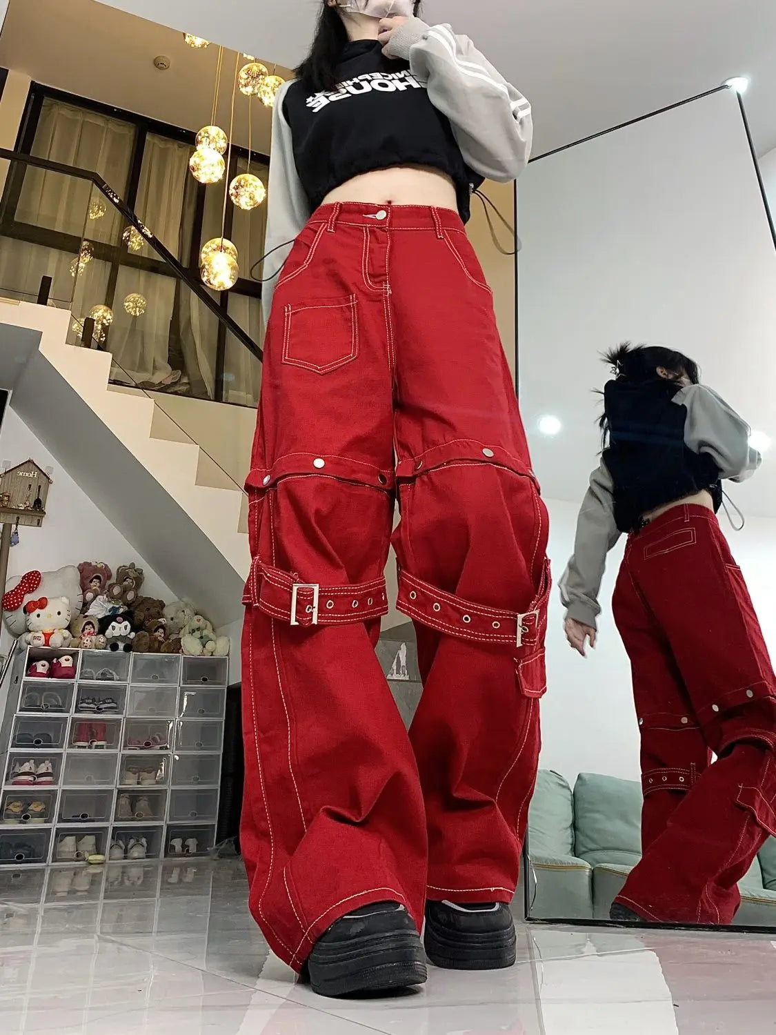 Retro Gothic Splicing Cargo Pant