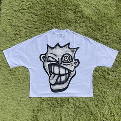 Quirky Pattern Print Oversized Cotton T-shirt