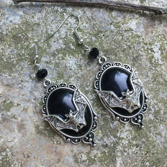 Gothic Vampire Bat Cameo Halloween Earring
