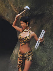 Tiger Stripe Halter Heart-Shaped Crop Top