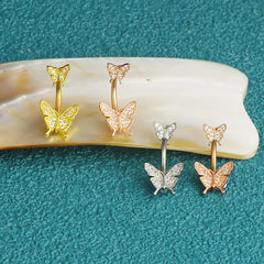 Butterfly CZ Glitter Gothic Belly Ring