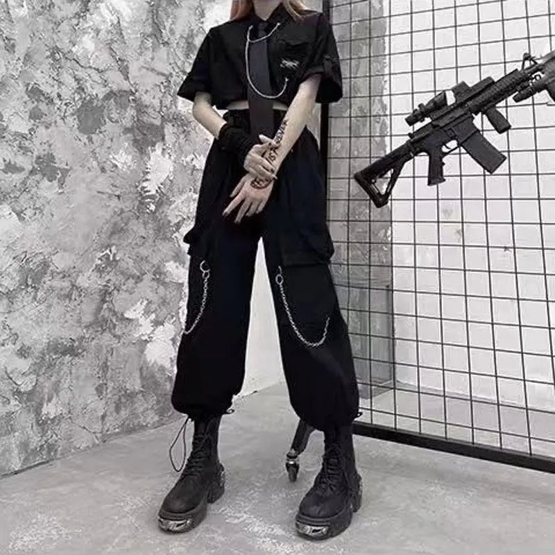 Black High Waist Loose Pants