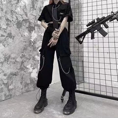 Black High Waist Loose Pants