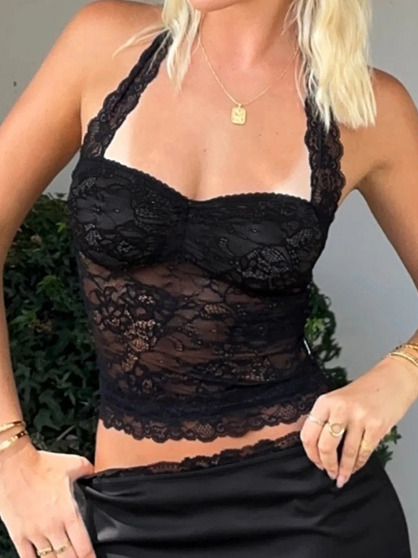 Lace Patchwork Halter Corset
