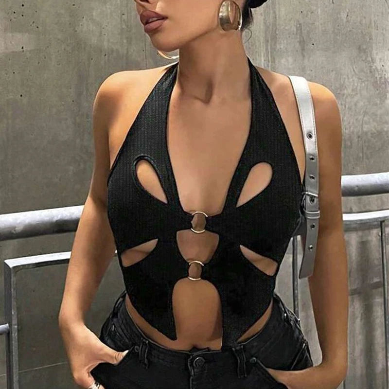 Y2K Round Camisole Grunge Crop Top