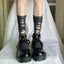 Gothic Ripped Hand Cut Pile Sock