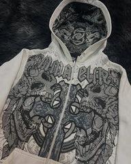 Y2K Gothic Skull Pattern Hoodie