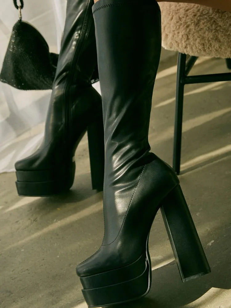 High Heeled Over The Knee Platform Winter Boot
