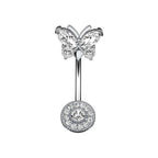Butterfly Heart Dangle Gothic Belly Ring