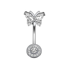 Butterfly Heart Dangle Gothic Belly Ring