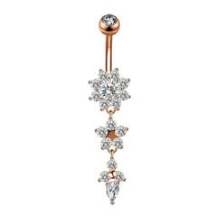 Gold CZ Butterfly Heart Gothic Belly Ring