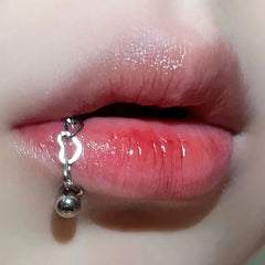 Fashion Punk Heart Titanium Steel Lip Stud
