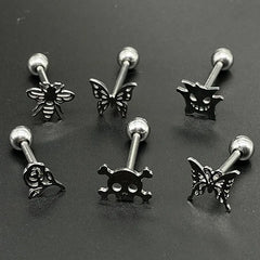 Titanium Steel Butterfly Rose Bee Tongue Ring
